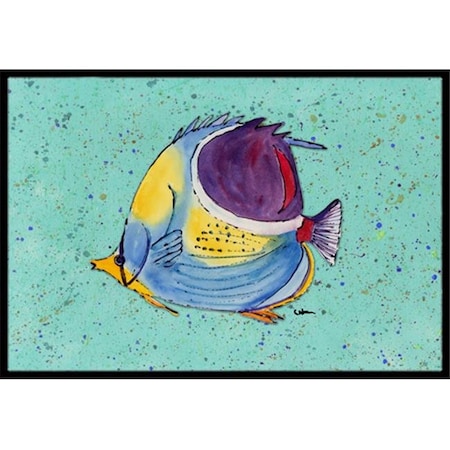 Carolines Treasures Carolines Treasures 8576MAT 18 x 27 In. Tropical Fish on Teal Indoor or Outdoor Mat 8576MAT
